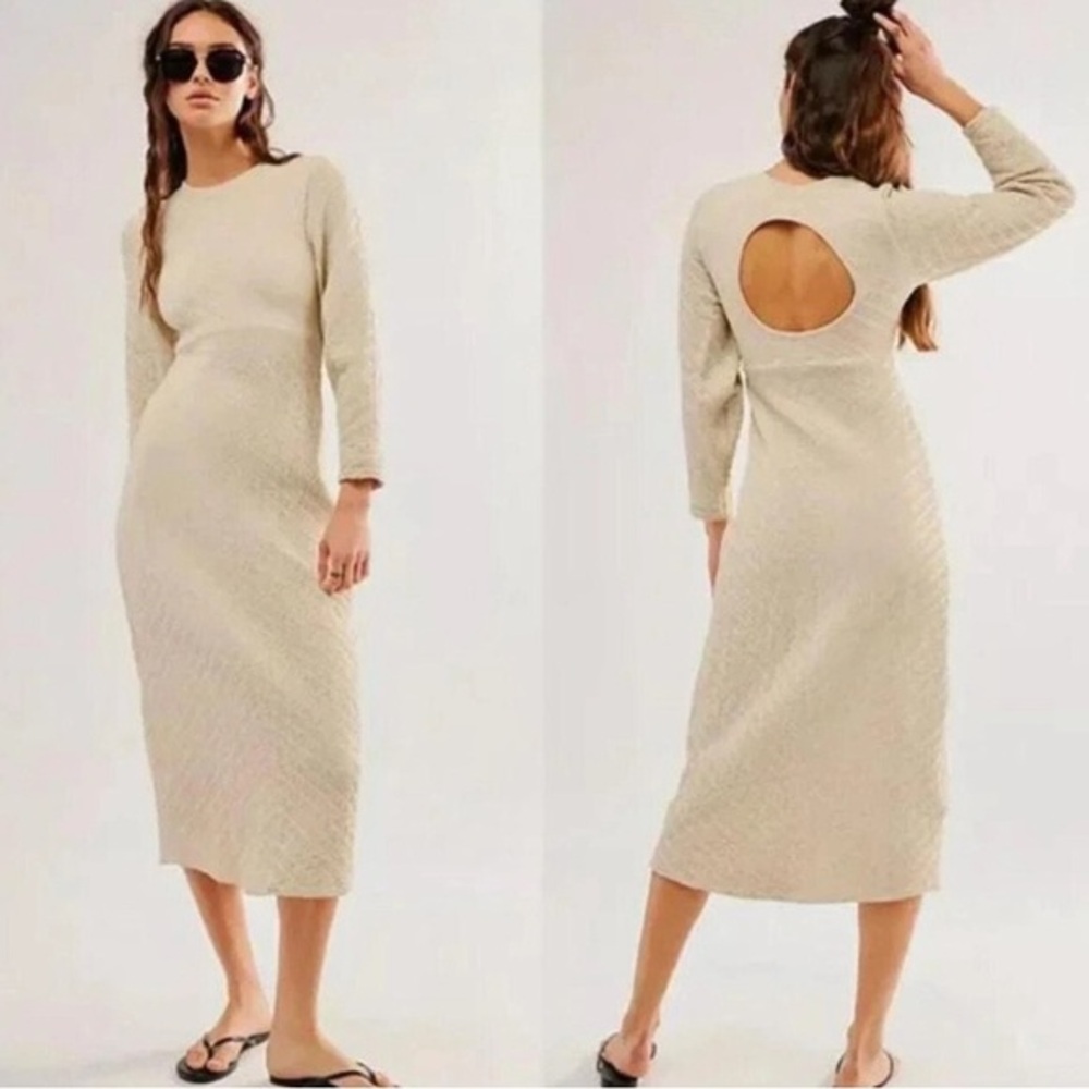 NWT Free People Gabby Seamless Midi Dress Ivory Sz M/L